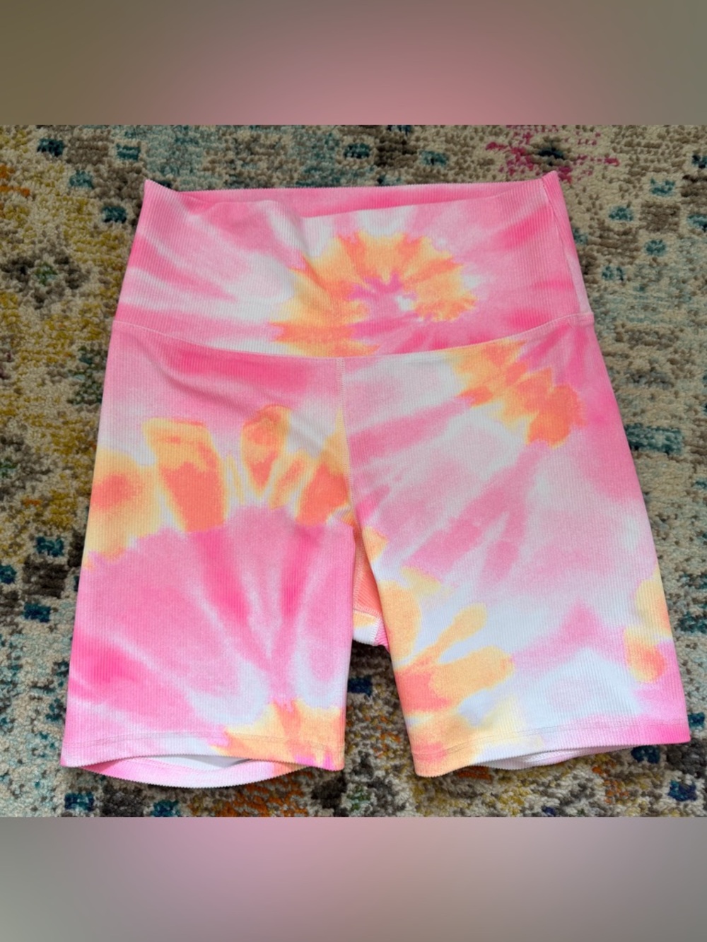 Beach Riot Tie-Dye ribbed biker shorts